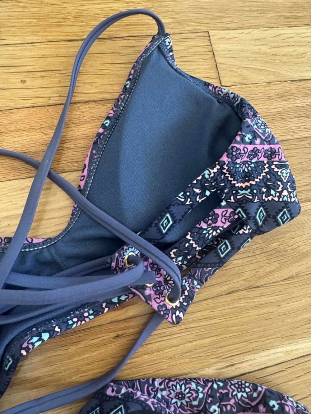 Xhilaration Swim Blue Hippy Bohemian Style 2 Piece Bikini - Picture 9 of 11